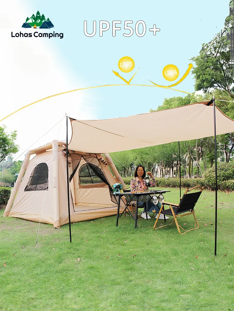 Lohascamping-tienda de aire impermeable para 4 personas, tienda de campaña Glamping, refugio de aire, gran familia, instalación rápida automática, Tennt inflable