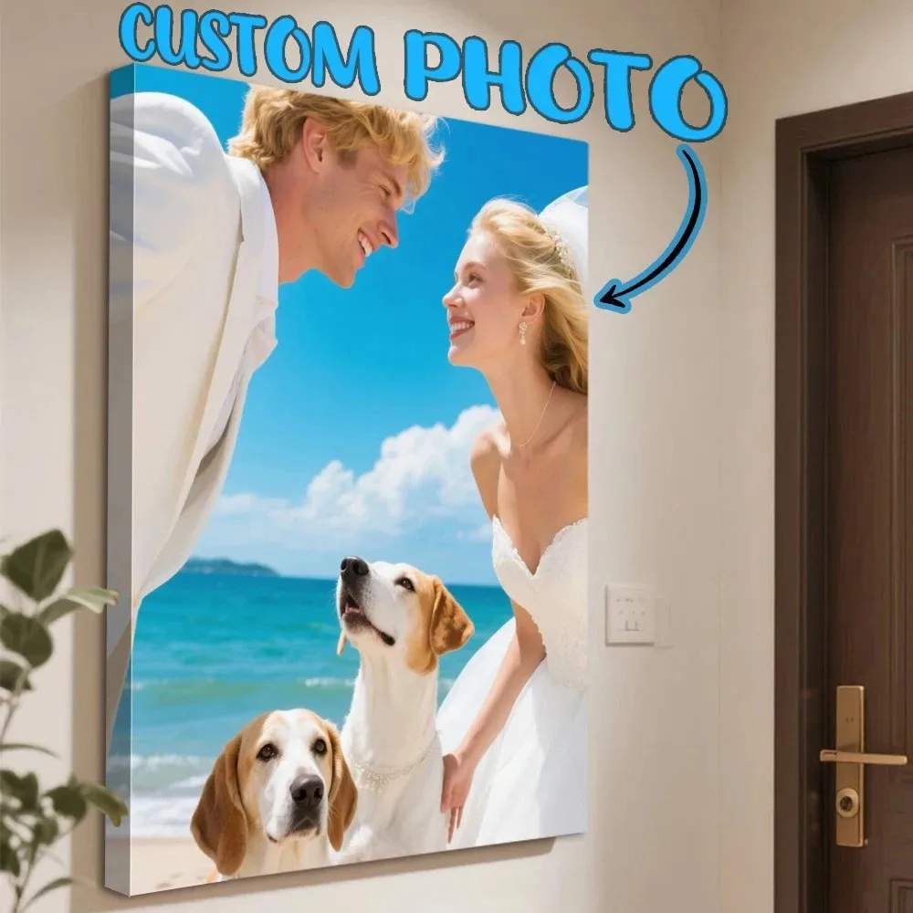 Custom Photo Canvas Print Personalized Picture Wall Art Customized Portrait Poster Canvas Painting Home Decor Wedding Family Gif
