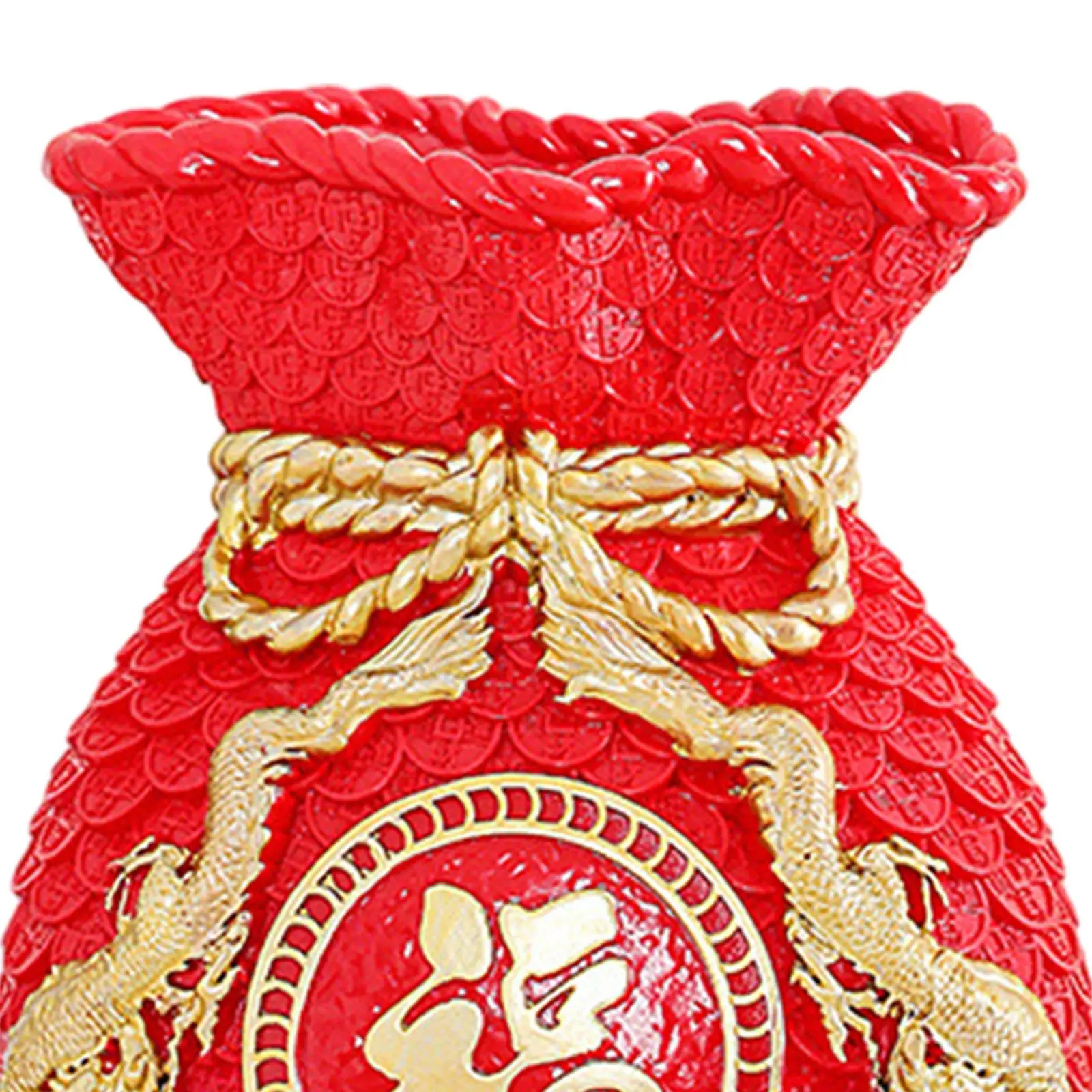 Chinese New Year Feng Shui Blessing Bag Vase Decor Money Bag Figurine Art Table Decoration for Home Arrangement Multifunctional