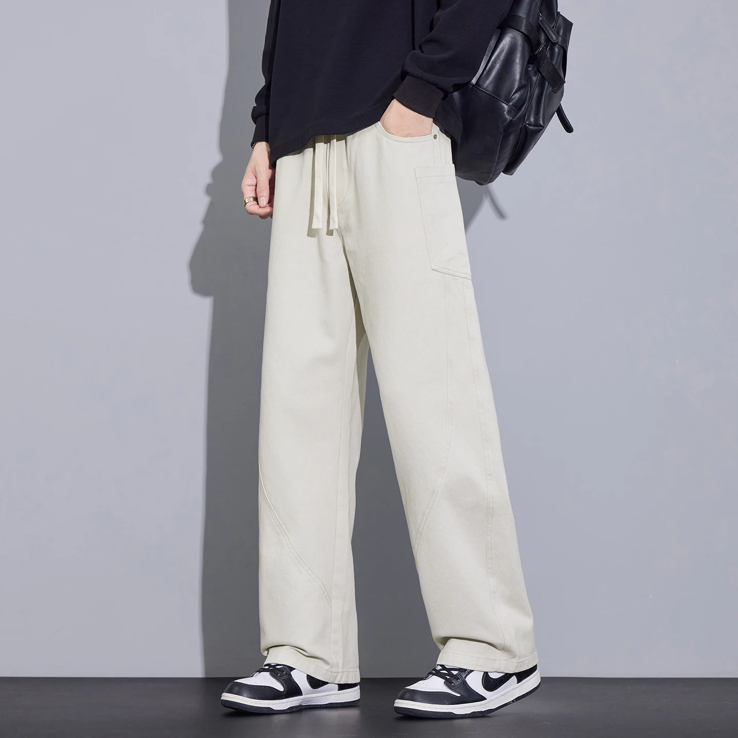 

Ретро повседневные брюки Harun для мужчин, осенне-зимний стиль, свободные прямые брюки большого размера, грязная стирка, имитация джинсовой ткани, Scimitar