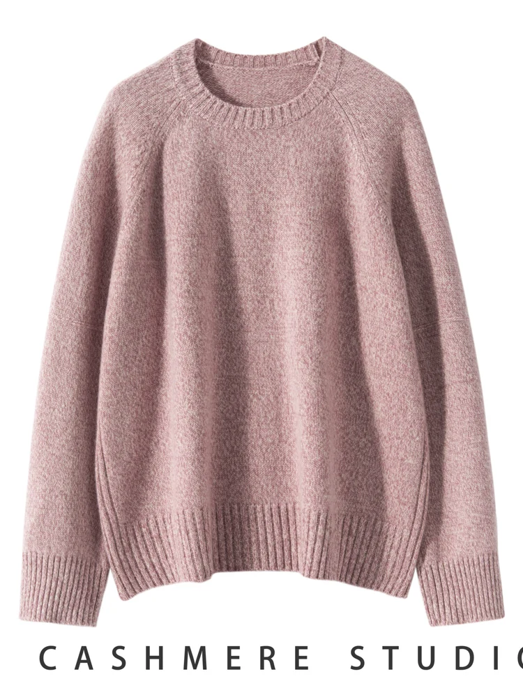 

Women 100% Cashmere Sweater O Neck Long Sleeve Pullover Autumn Winter Soft Warm Loose Casual Knitwear Korean Tops