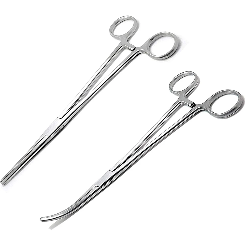 Pinzas hemostáticas de acero inoxidable, pinzas quirúrgicas, pinzas de bloqueo hemostáticas, pinzas de pesca, alicates curvos, alicates rectos