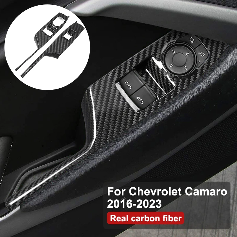 

For Chevrolet Camaro 2016-2023 Car Window Lift Control Panel Cover Decorative Sticker Carbon Fiber Modification Accessories