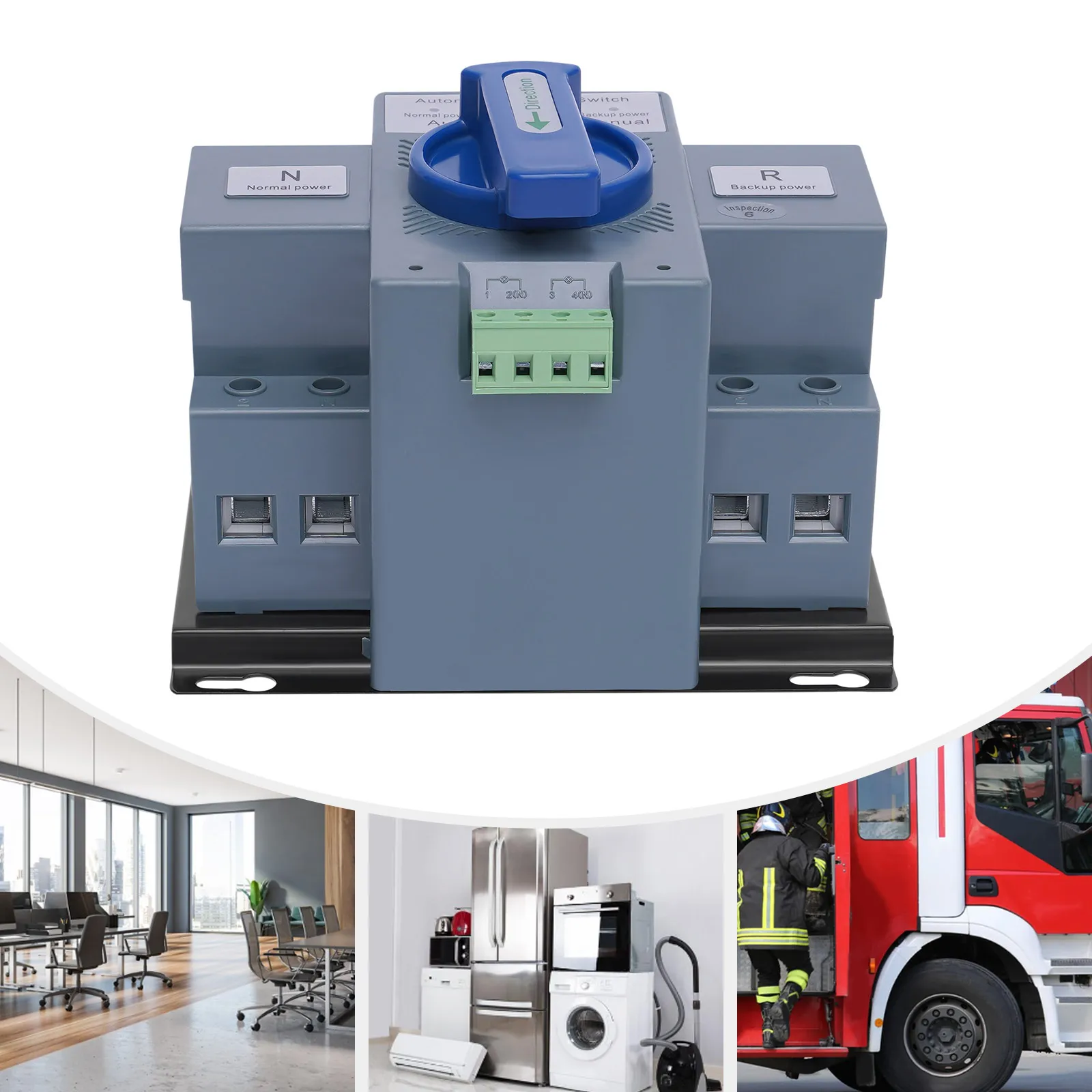 

110V Dual Power Automatic Transfer Switch Dual Power Generator Changeover Switch 50HZ/60HZ (2P 63A Blue)