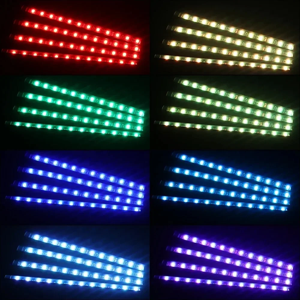 Universal 48 LED USB Car RGB Ambient Foot Lights LED Strip Interior Atmosphere Lamps 8 Colors Decorative Wireless Remote Control - view 3