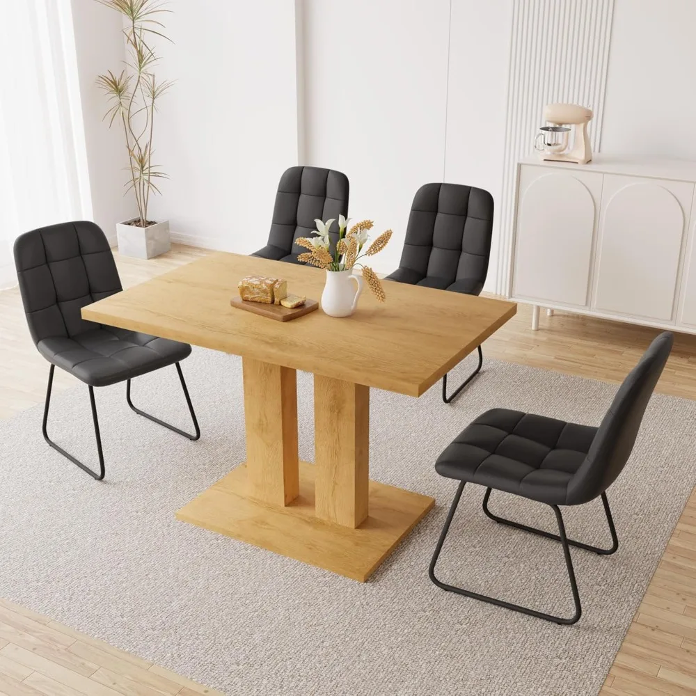 Modern 46 inch kitchen dining table and chairs, 5-piece rectangular cutlery set, suitable for living and dining rooms