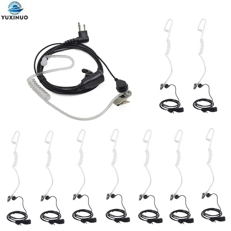 

10PCS 2 Pin Air Tube PTT Mic Earpiece Headset for Motorola Walkie Talkie EP450 GP300 CP040 CP140 CP180 CP200 Radio Transceiver