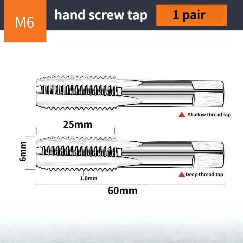 Rubinetto manuale con filettatura interna ad alta durezza di grado industriale Set metrico Rubinetto manuale a denti fini con scanalatura diritta ordinaria estesa