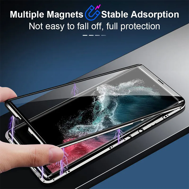 

Metal Alloy Magnetic 360° Full Surround Screen HD Anti Peeping Glass Protection Cover For Samsung Galaxy S24 S22 S23 Ultra Case