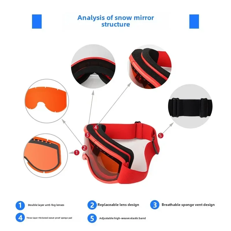 Snow Goggles for Men Skiing Goggles Double-layer Anti-fog Outdoor Mountaineering Windproof Goggles UV400 Winter Sunglasses