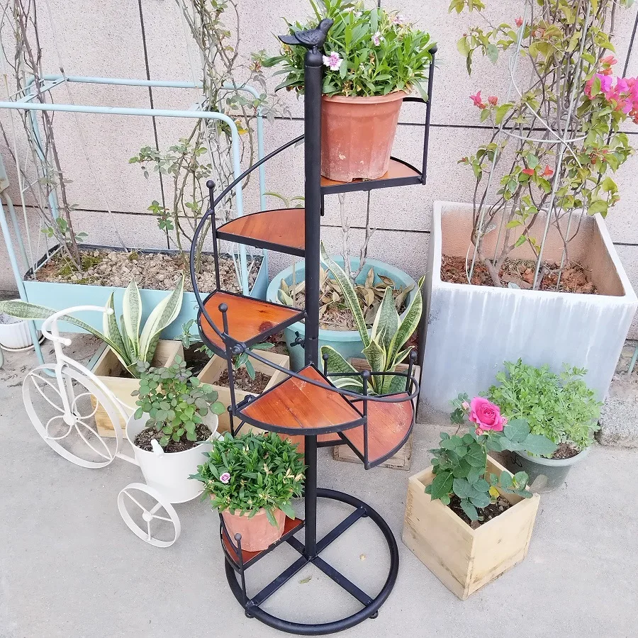 

Кованая железная подставка для цветов на балкон, многоярусная напольная подставка для цветочных горшков, декоративная подставка для цветов в гостиную.