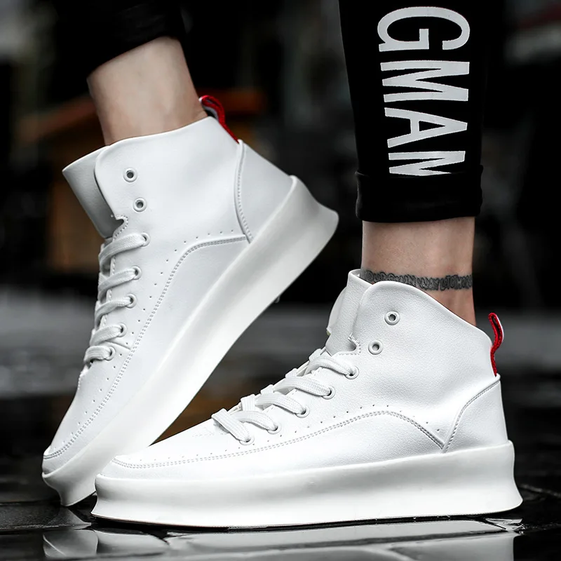 New Men Leather Casual Shoes Trend Flat Skate Shoes Young Man Fashion Chunky Sneaker
