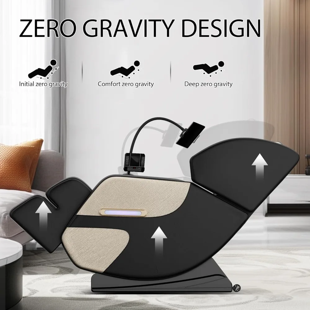 كرسي تدليك 2025 لكامل الجسم، كرسي تدليك بدون جاذبية مع أوضاع تلقائية، تدليك وسادة هوائية، 6 بكرات ذات نقاط تثبيت، تدليك القدم، #3