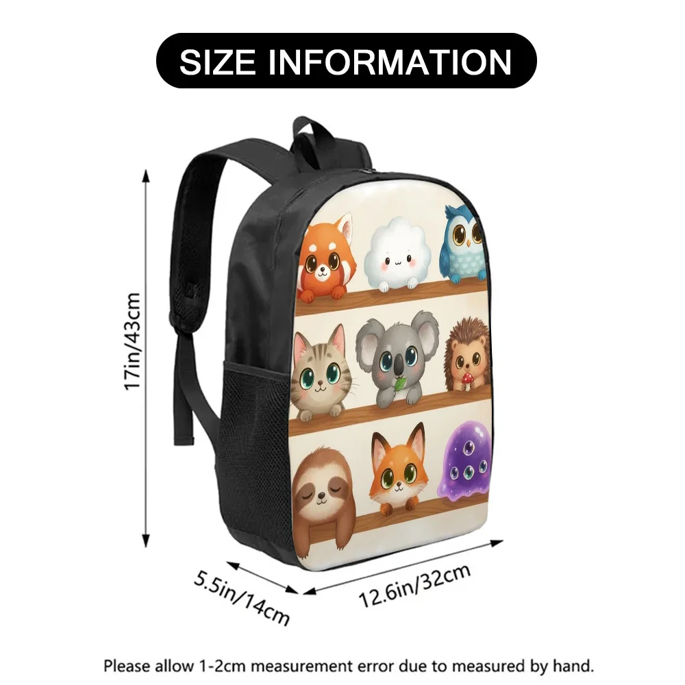 

A cute animal-patterned backpack with adjustable shoulder straps and a spacious compartment for students to go