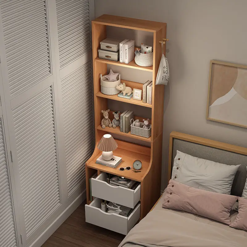 Bedside table simple modern bedroom heightened multi-functional bedside table bookshelf integrated