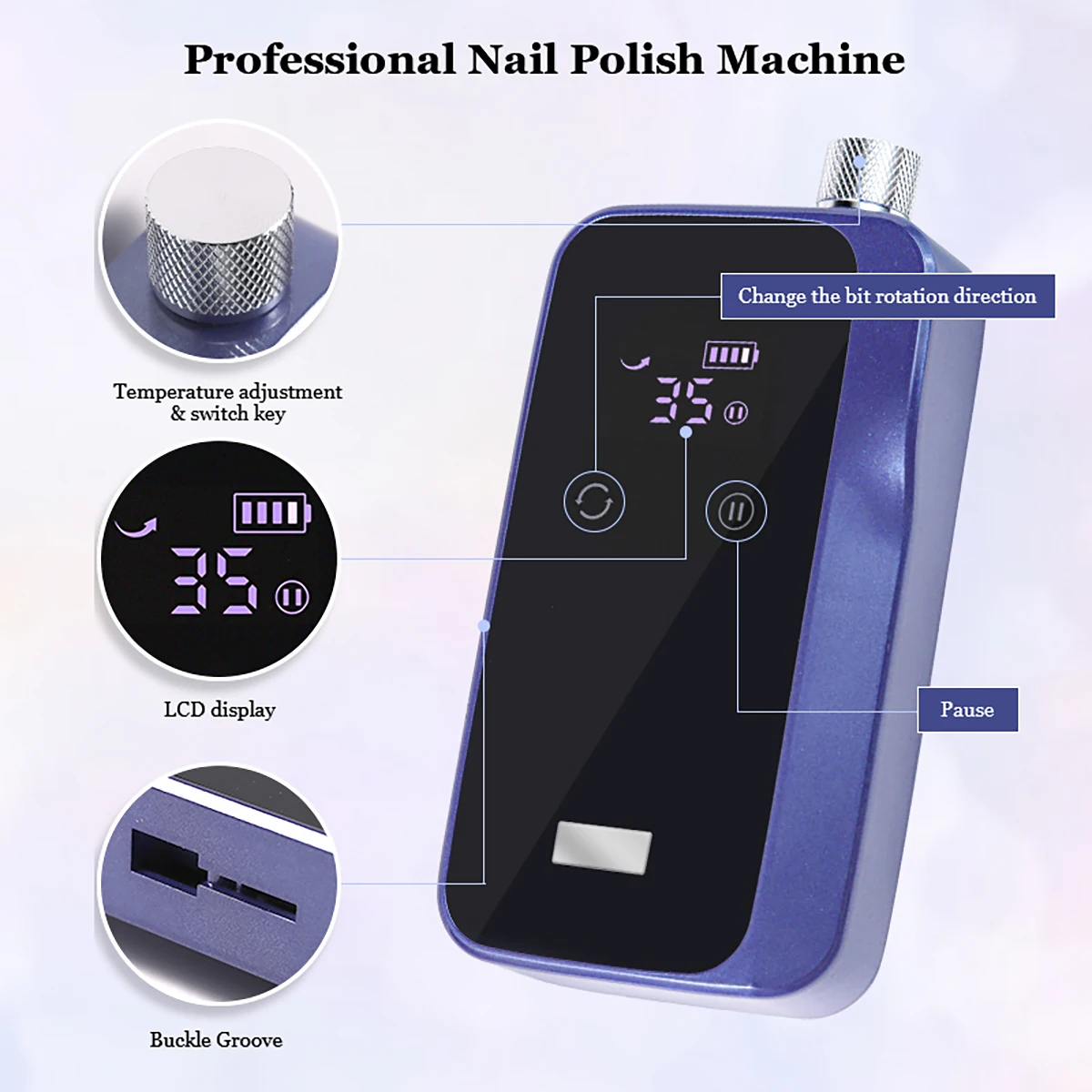 Portable Electric Nail Drill Rig Display Nail Grinder, Low Noise Professional Nail Polish Grinder Nail Accessories Set
