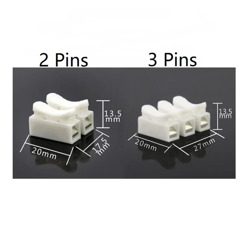 CH2/CH3/ High Pressure Resistant 2pin 3pin 10A 220V Push Quick Wire Cable Connector White Wiring Terminal