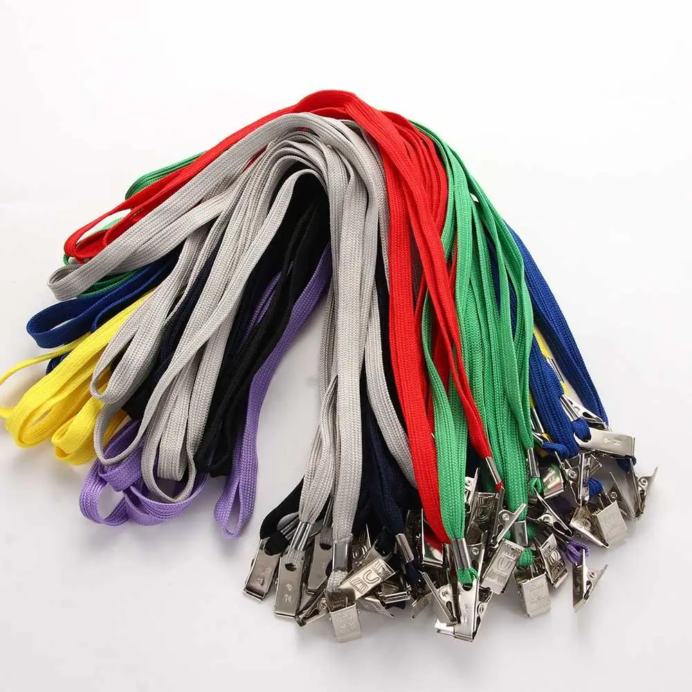 5Pcs with Bulldog Clip Office School Supplies DIY Hang Rope for Badge Holder Neck Straps ID Card Holder Lanyard Label Sling