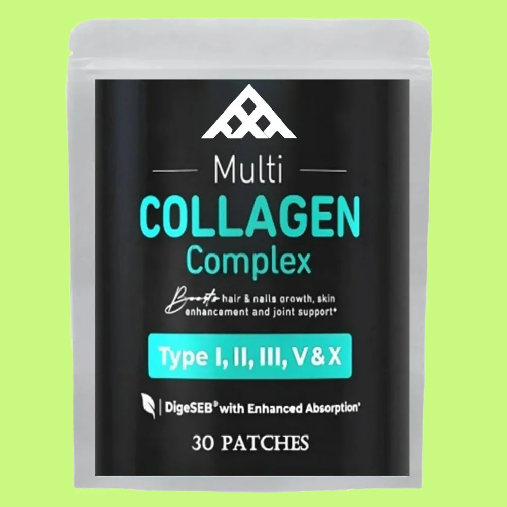 

Мультиколлагеновые трансплеевые пластыри с поддержкой (I, II, III, V, X), 30 пластырей для здоровья кожи, волос, ногтей, суставов и костей