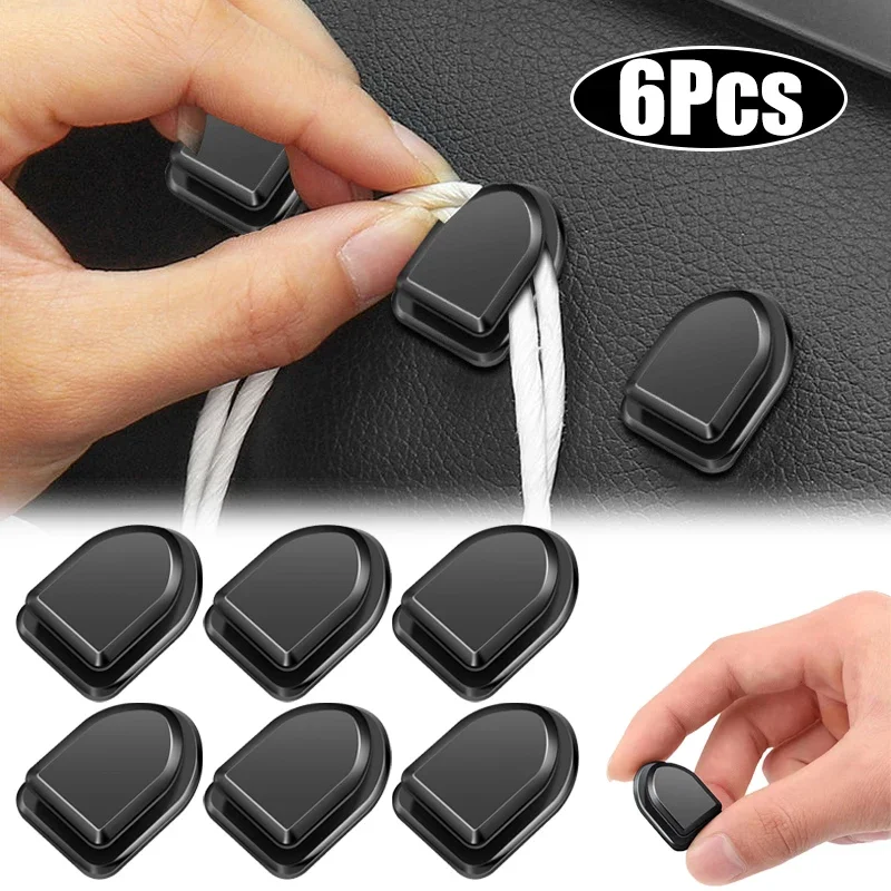 Novos Ganchos Organizadores para Carro: Armazenamento para Cabos USB, Fones de Ouvido e Chaves - 1/2/6 Peças, Ganchos Adesivos de Parede, Clipes de Fixação Automotivos