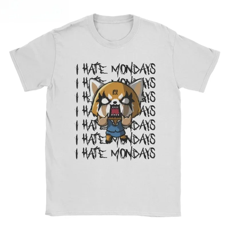 Y2K Aggretsuko aggressive retsuko I hate Monday for men women T shirt casual tees crew neck T-shirts cotton printed tops