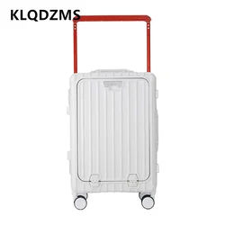 KLQDZMS-Valise de voyage à roulettes pour ordinateur portable, sac d'embarquement, cadre en aluminium à ouverture avant, valise à roulettes, cabine de 20 pouces