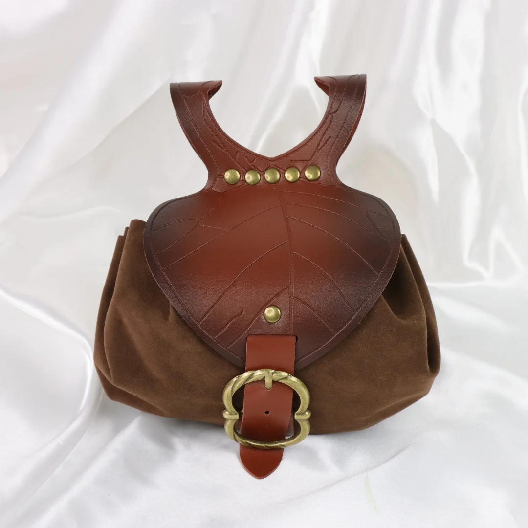 Halloween Medieval Leaf Shape Waist Pouch Vintage Leather Belt Bag LARP Elf Cosplay Party Dress-up Costume Accessory - view 2