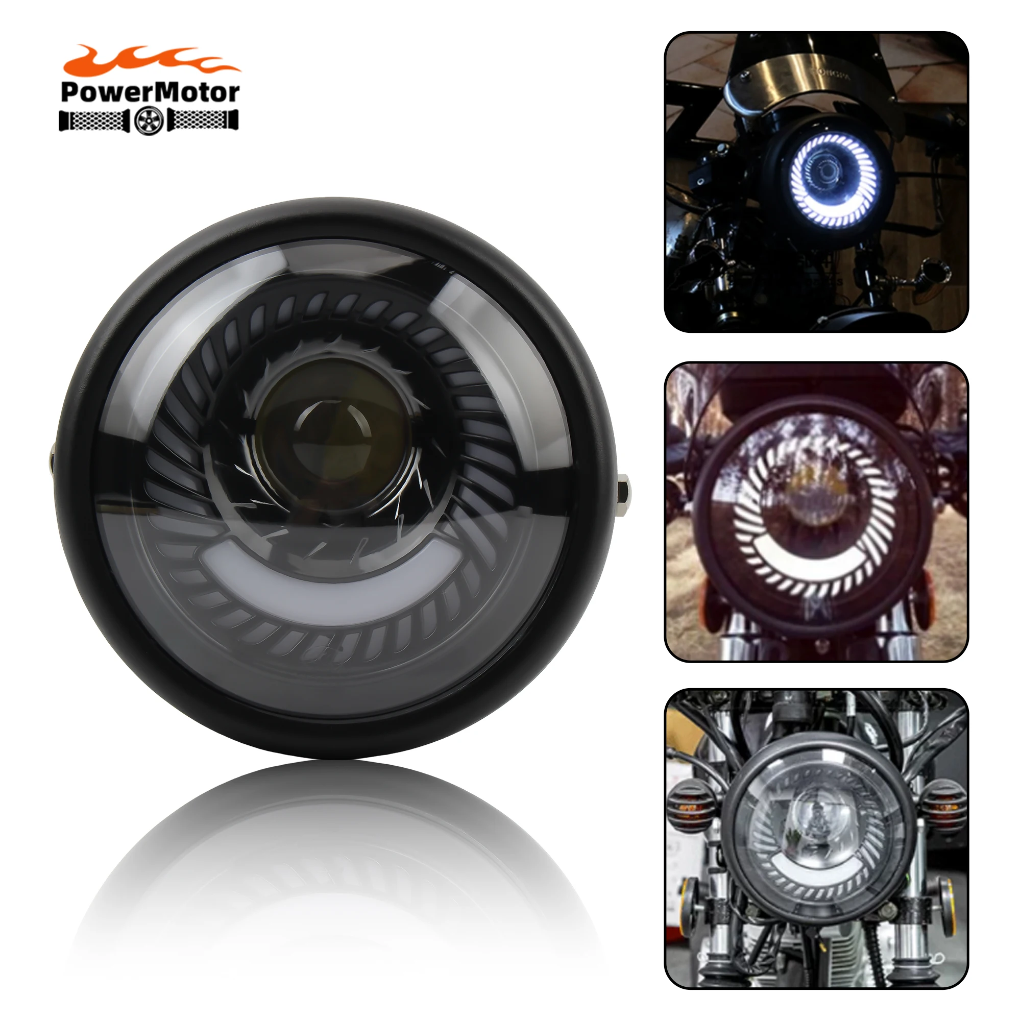 

6.5" Motorcycle Round Light LED Headlight Universal for Cruisers Choppers Cafe Racer Bobber Moto Parts Head Lamp Accessories