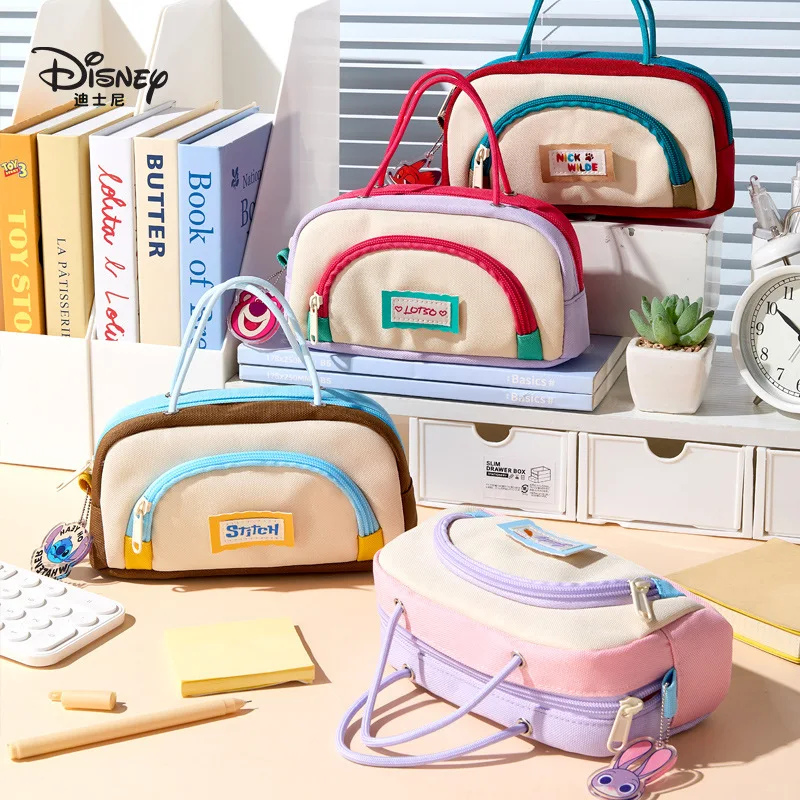 

Канцелярская сумка Disney Zootopia контрастного цвета, простая, вместительная, двухслойная, портативная сумка для карандашей для студентов