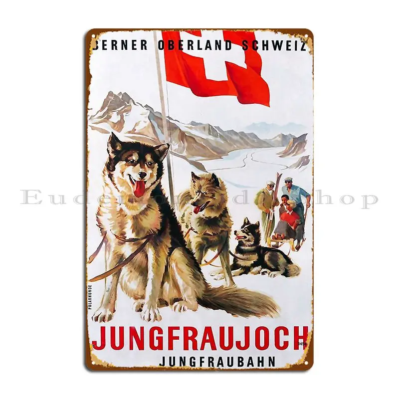 Switzerland 1912 Today Bernese Oberland Jungfrau Railway Winter Journey Metal Sign Cinema Decoration Character Tin Sign Poster