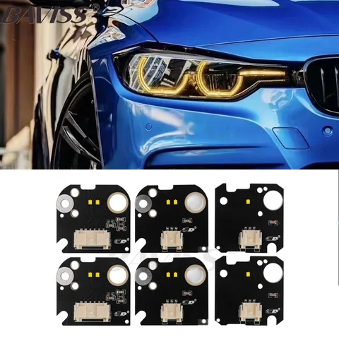 Желтая светодиодная плата DRL Angel Eye для 3-й серии F30 F31 F34 facelift 2016-2019, светодиодная фара дневного света, красн...
