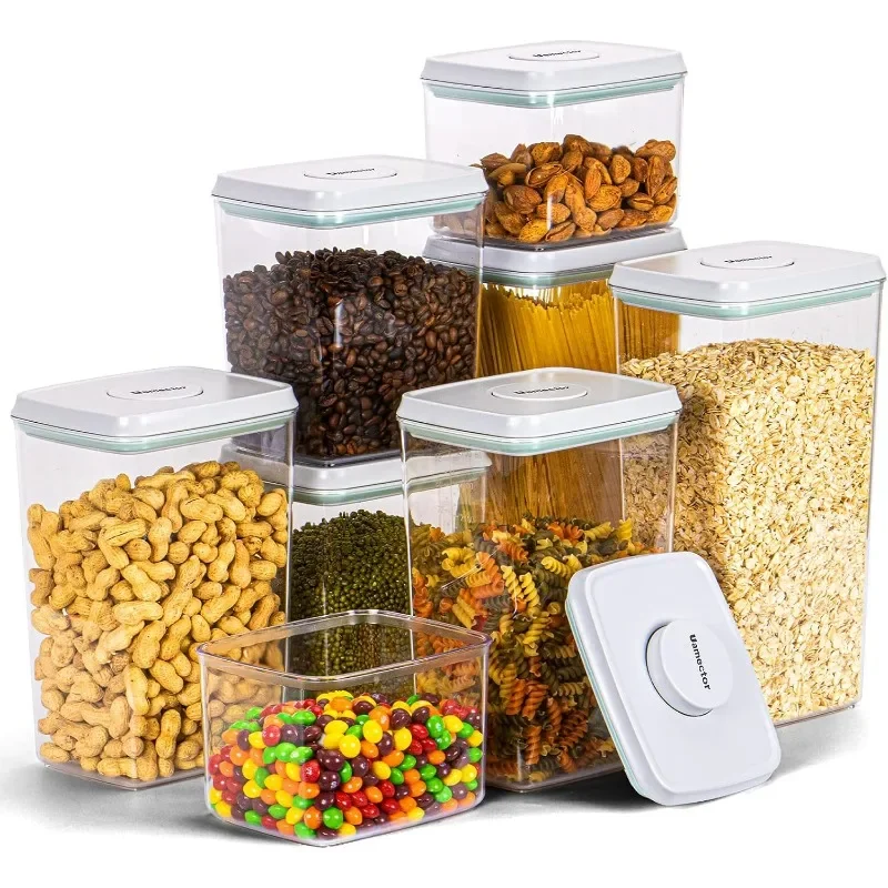 

Pop Container Sets, 8-Piece Airtight Food Storage Containers, BPA-Free Air Tight Stackable Dry Cereal Container
