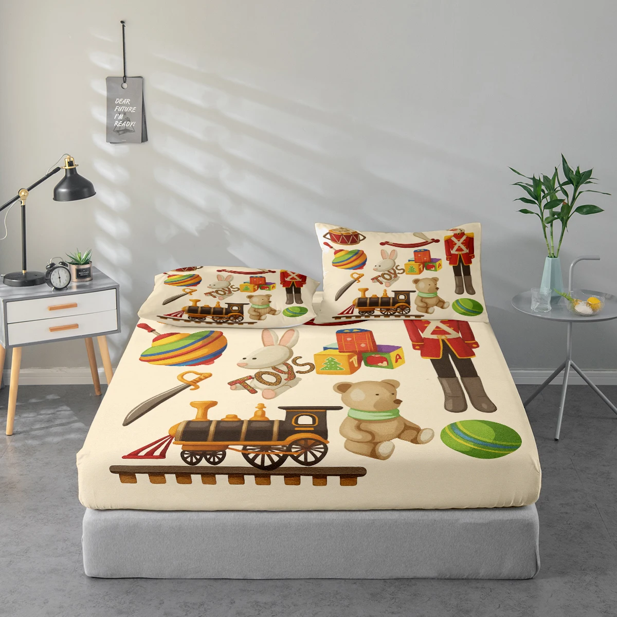 

Christmas Soldier Print Pattern Bed Sheet Set, Mattress Protector and Pillowcase Combination, High-Definition Printed Bed Sheet Set Includes 1 Fitted Sheet + 1 or 2 Pillowcases (60*100cm and 72*132cm Are 1 Pillowcase, the Rest of the Sizes Are 2 Pillowcas