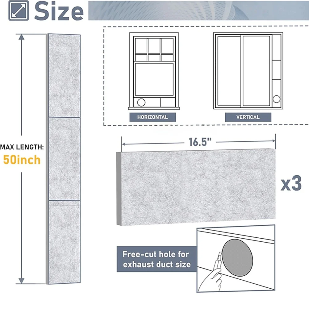 

3PCS Adjustable Gray Foam Insulation Panels For Portable AC Window Seal Board Air Conditioner Sealing Kit Home Cooling