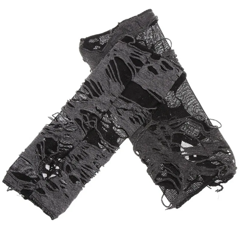 Halloween-Handschuhe mit Rissen, Schwarz, für Erwachsene, Sexy Gothic Fingerlose Mode-Party-Accessoire