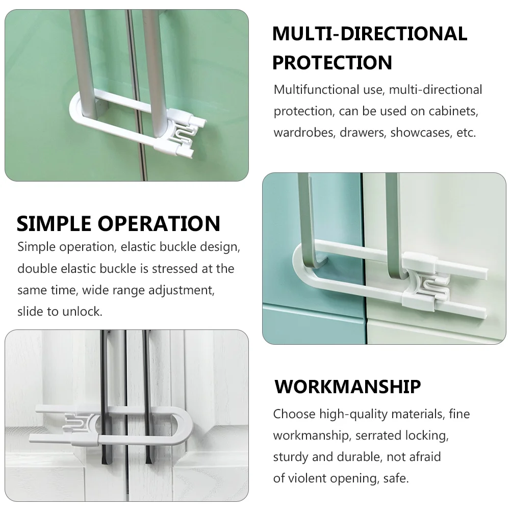 

4Pcs Safety Lock Baby Elastic Buckle Double Secure Closure for Kitchen Bathroom Storage Units Baby Safety Cabinet Lock Door