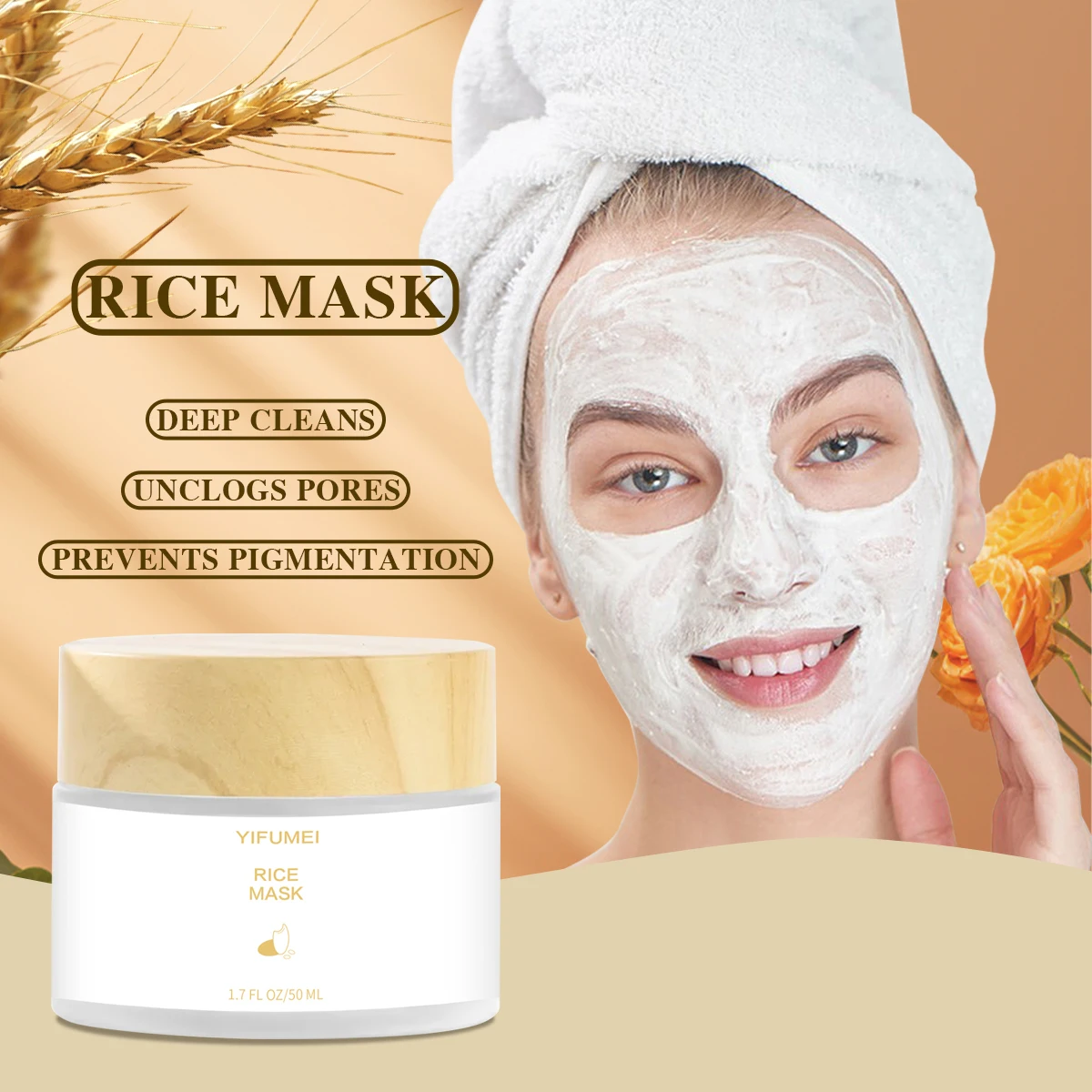 

YIFUMEI Rice Mask Replenishment Moisturizing Fade Dark Spot Repair Sensitive Skin Shrink Pore Hydrating Mask Korean Skin Care