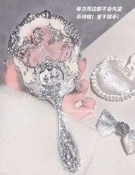 Flower Knows Strawberry Cupid Collection Hand Holding Mirror 11 Types Exquisite Relief Makeup Tools Pink Red Black