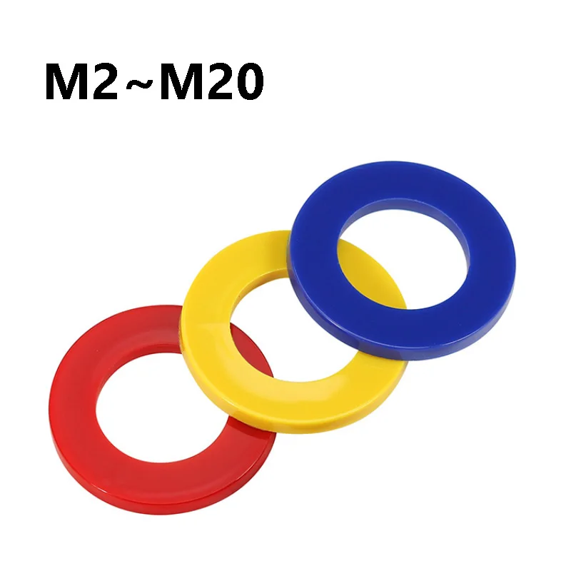 M2 M2.5 M3 M4 M5 M6 M8 M10 M12 M14 M16 M18 M20 Coloured Nylon Flat Washers Nylon Plastic Flat Gaskets