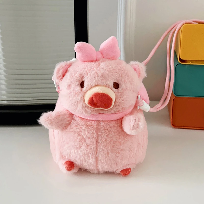 

Cotton Solid Color Zipper Crossbody Bags Pig Pattern Cute Women's Bags on Sale 2025 New Winter Warm Student Funny Shoulder Bag