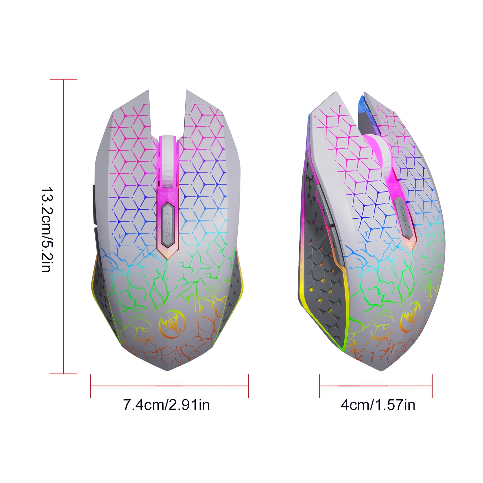 Dual-Mode Wireless Mice 2.4G+BT5.2 Quiet Computer Mice with 7 Color Backlight Portable USB Cordless Gaming Mouse Controller