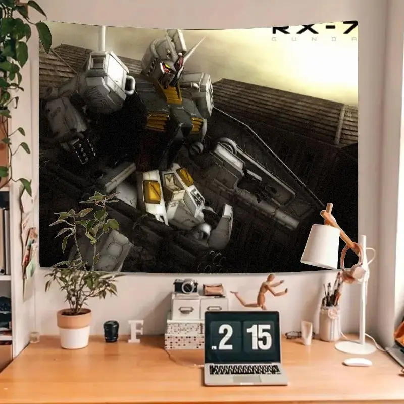 1PC RX-7 건담 로봇 메카 태피스트리, 침실 거실용 대형 벽 장식, 모드별로 꾸며진 아늑한 작업 공간 장식