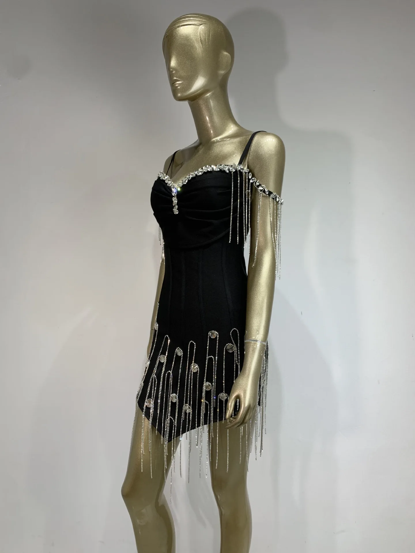 Czarna Sukienka Bandage Bez Rękawów Damska Klubowa Wieczorowa Urodzinowa Seksowna Sukienka na Ramiączkach Spaghetti Bodycon Elegancka Suknia Balowa