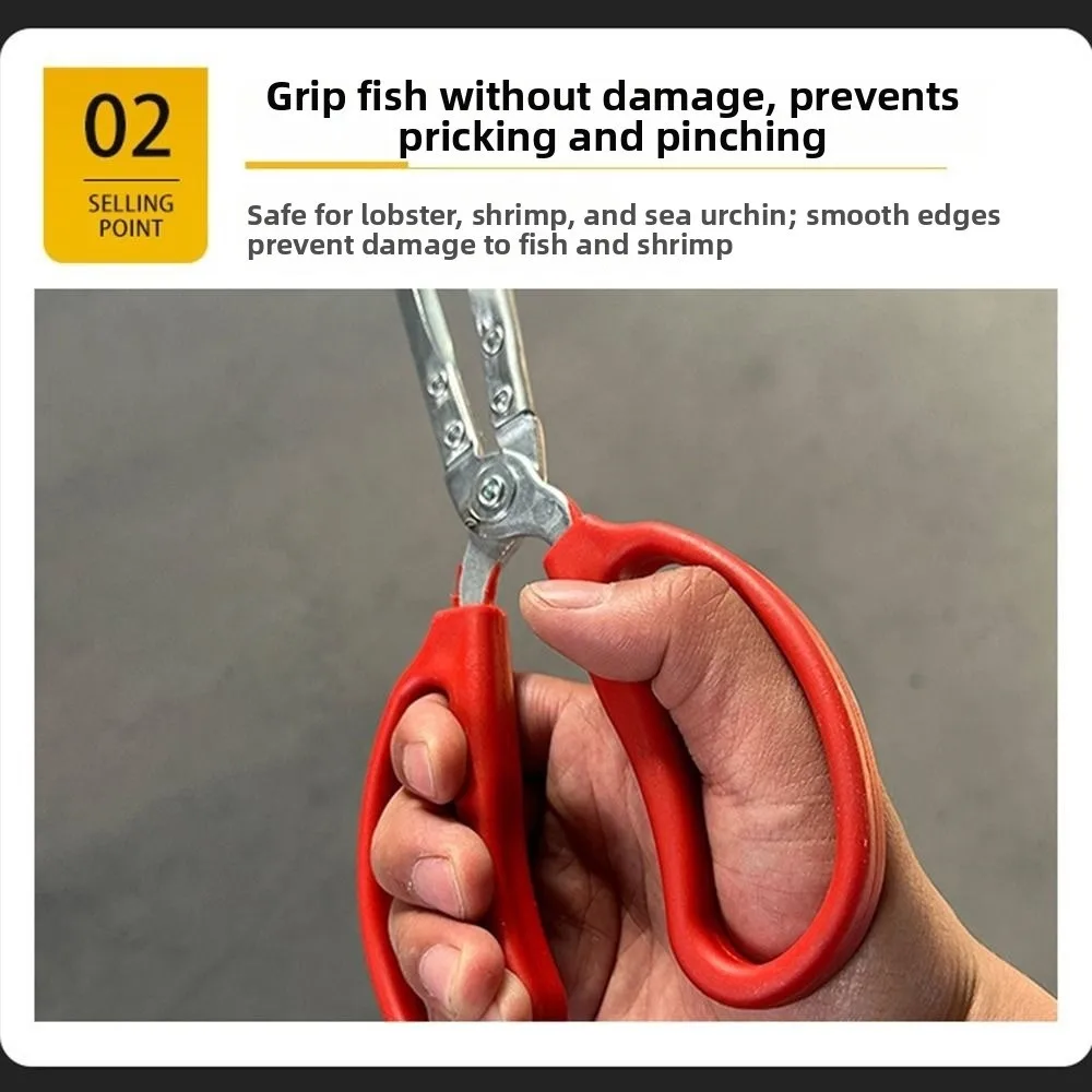 17 cm Netzabdeckung Fischgreifer aus Edelstahl mit langem Griff, rutschfester Griff, komfortabler Halt, Fischernetz-Mesh-Clip – Detail 11