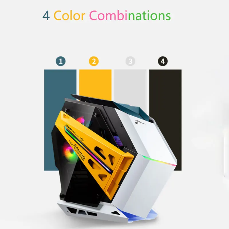 Casing Komputer Gaming Lovingcool MATX Tower Tempered Glass, Kabinet CPU, Casing Komputer Desktop Gamer PC dengan Kipas RGB 120mm