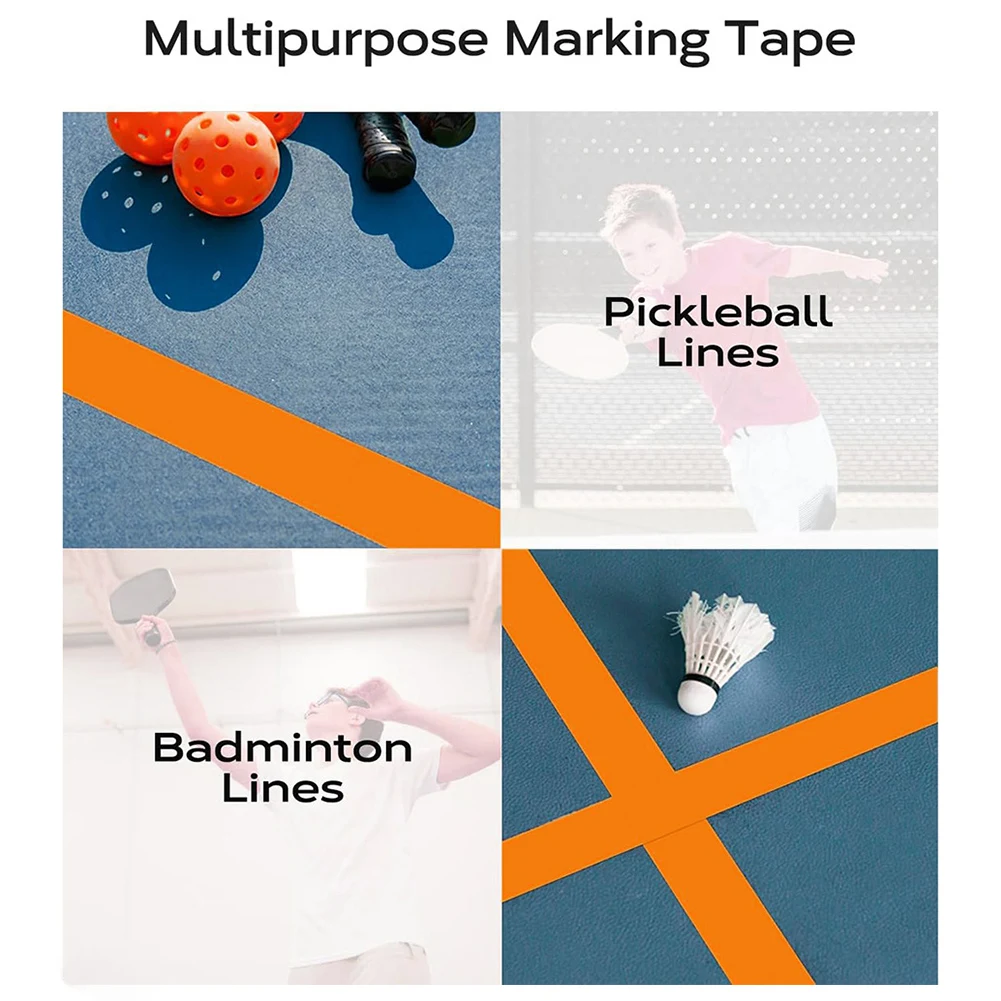 

20M Outdoor Pickleball Court Tape Cut Freely Pickleball Court Marking Tape Basketball Tennis Court Tape for Outdoor Sports Court