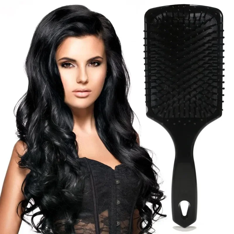 Black PS Material Large Paint Glossy Air Cushion Airbag Head Massage Comb for Men and Women Anti-static Hair Styling Tool Comb