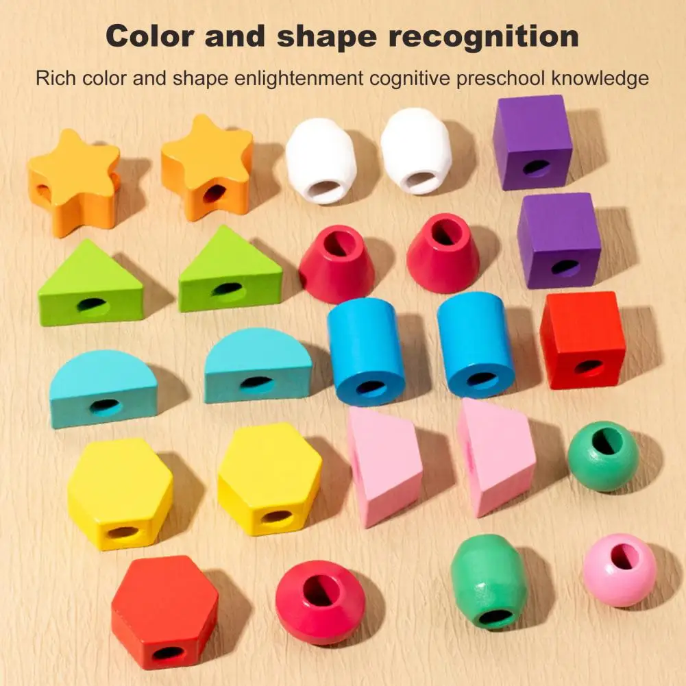 Wooden Tie Beads Toy Set Montessori-inspired Educational Toys Educational Montessori Wooden Toy Sets for 2-4 Year Olds Building