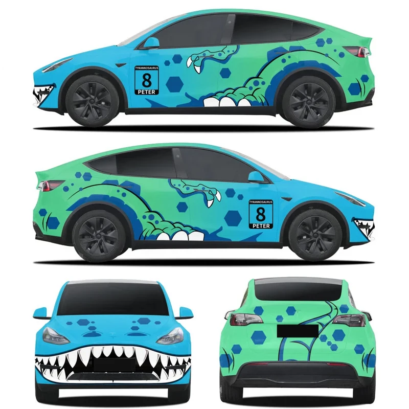 Custom Auto Full Body Wrap Vinyl Cartoon Series Air Channel Design Pattern Printed Vehicle Vinyl Wrap