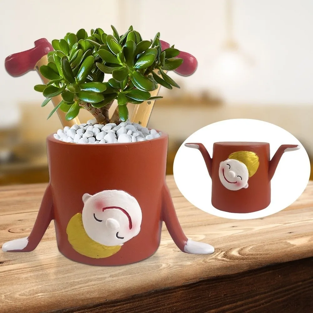 فكرة هدية كرتونية مقلوبة اناء للزهور من الراتنج ديكور رأسا على عقب بوعاء نبات فتاة على شكل وعاء نبات صغير داخلي وخارجي #1